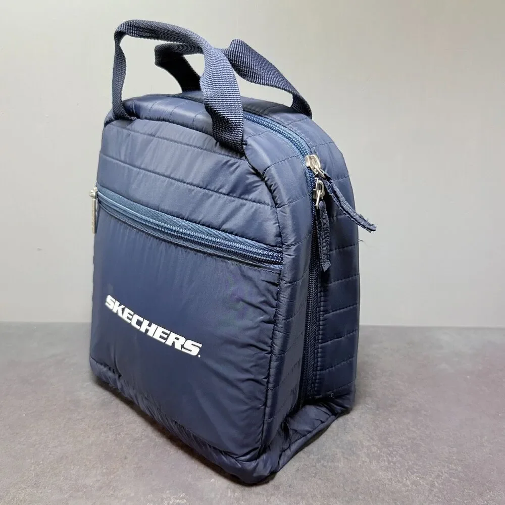 Skechers Insulated Lunch Bag Navy Quilted Aviana Tote | Front Zip